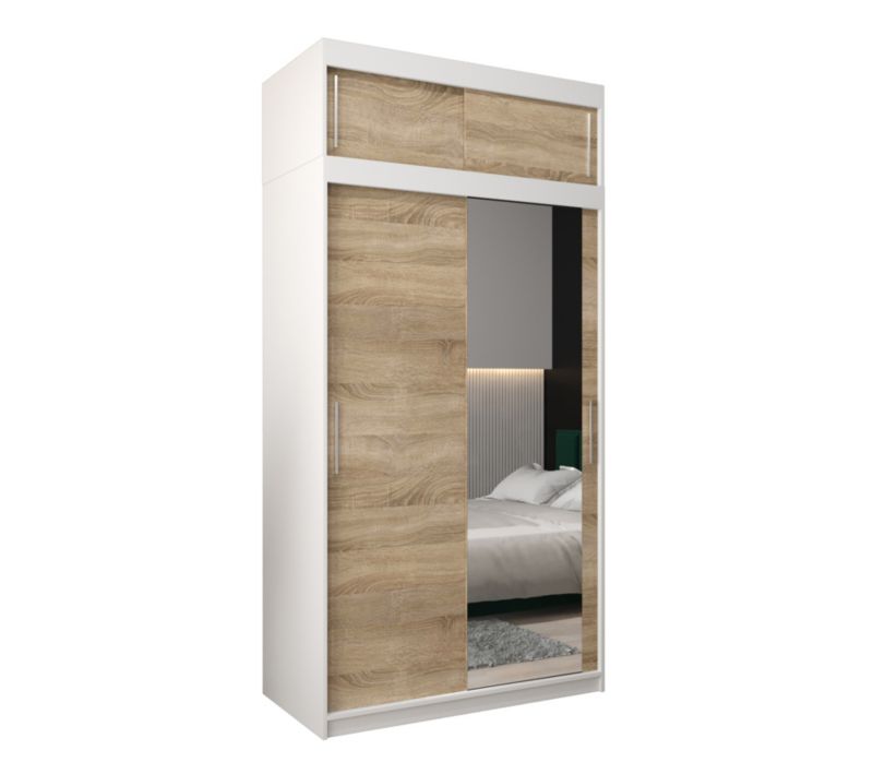 Szafa przesuwna Garderoba Abiks Tokyo 2 120 biały + sonoma z nadstawką 1 szt.