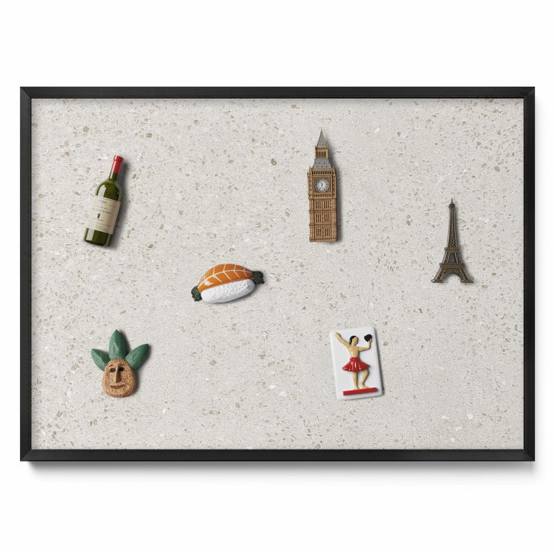 Ozdobna tablica magnetyczna Tulup 70x50 cm Jasny kamień gres w czarnej ramie 1 szt.