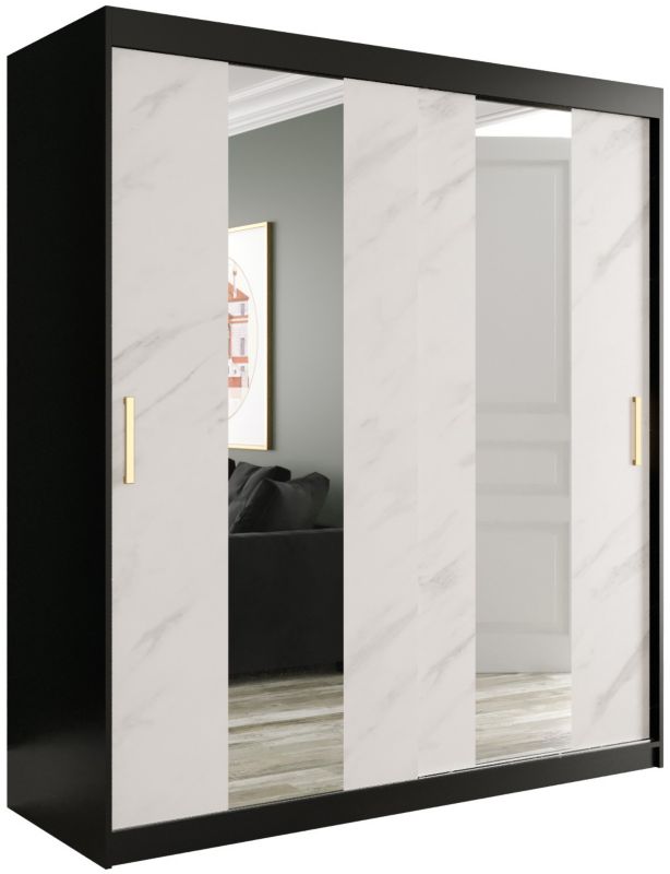 Szafa przesuwna Garderoba Abiks Marmur POLE 180 czarny + biały 1 szt.