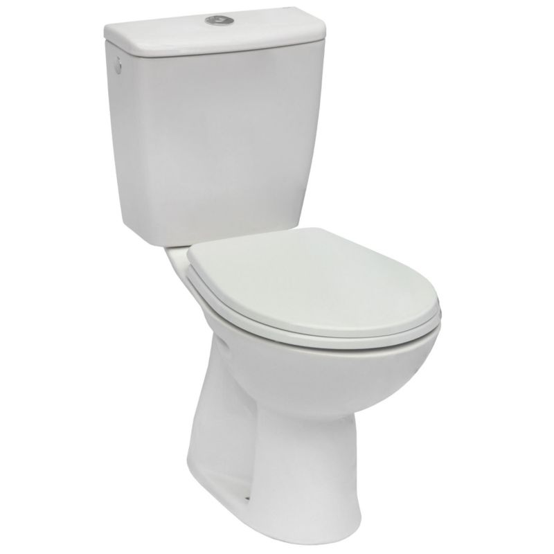 Zestaw Roca WC o/pionowy, zbiornik 5/3l dopływ wody z boku, deska WC PP Cleo, śruby montażowe 1 szt.