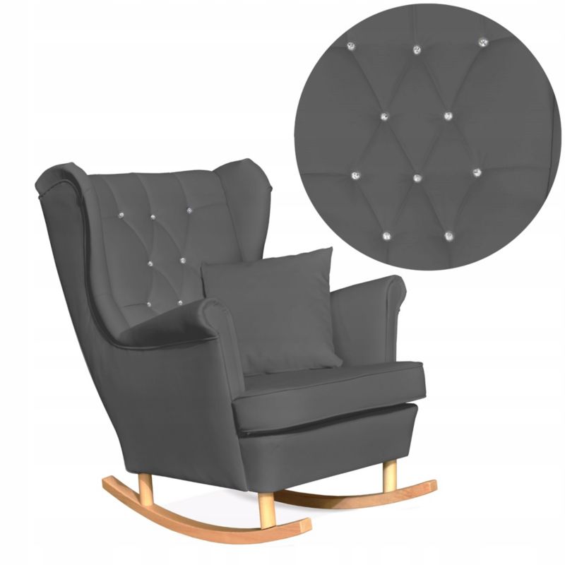 Fotel uszak do salonu bujany eko skóra Family Meble Gaja szary 1szt