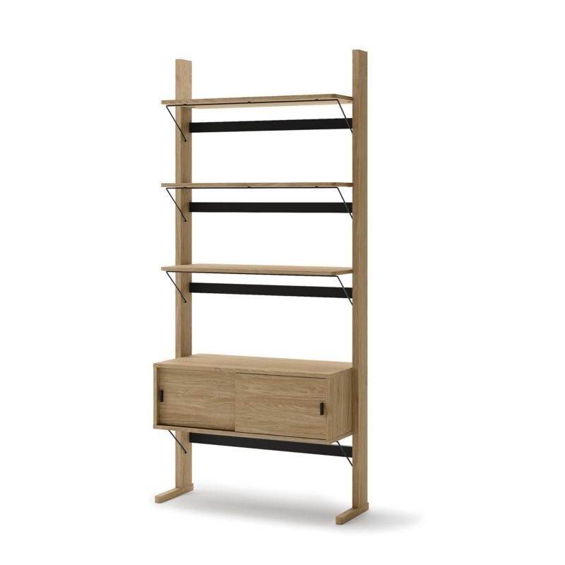 Regał z półkami i szafką Bettso Olvi w stylu loft do salonu dąb olejowany 1szt.