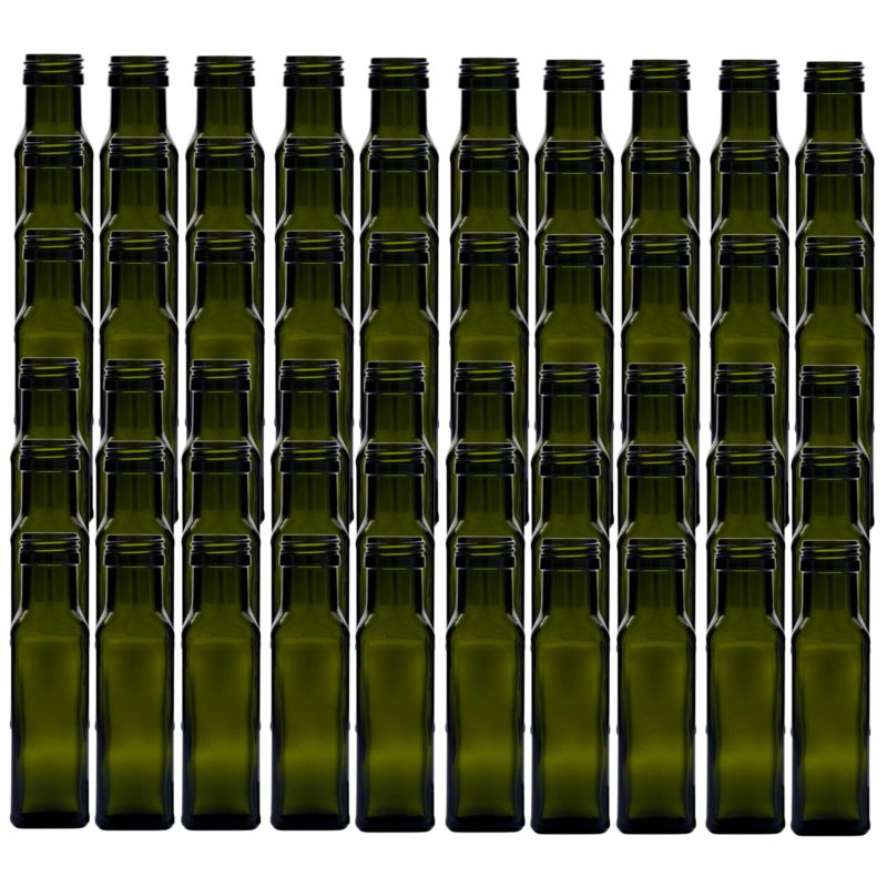 Butelki szklane MODO24 100 ml maraska kwadratowa zielona na oliwę fi 31 bez nakrętek 60 szt.