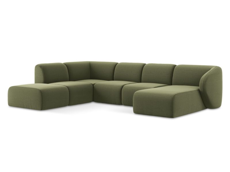 Sofa panoramiczna LaMiaSofa CERVO z tkaniny welwetowej 325x236 cm oliwkowy 1 szt.