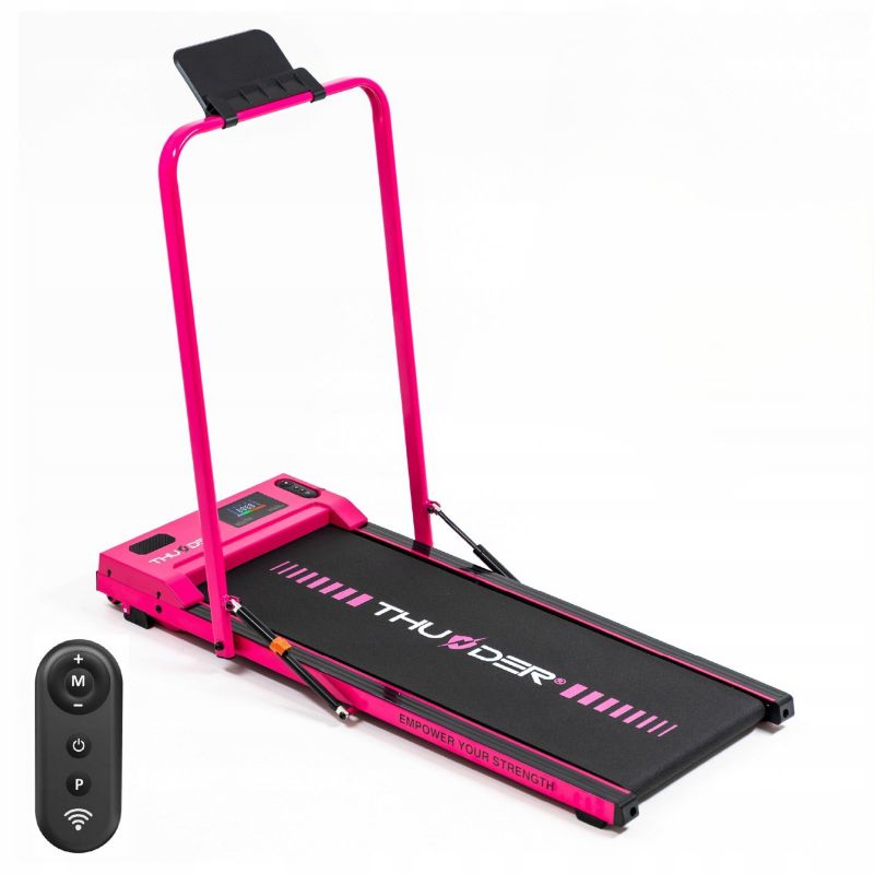 Bieżnia elektryczna THUNDER VIVA-PINK 8 km/h mała 2w1 składana pod łóżko Bluetooth pilot LED 1szt.