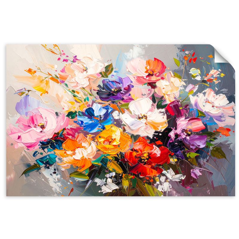 Naklejka na ścianę Feeby Kolorowy Bukiet Kwiatów imitacja farby 90x60cm 1szt