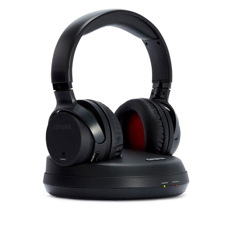 Słuchawki nauszne AIWA WHF-930D radiowe, stacja dokująca, czarne - 1 szt.