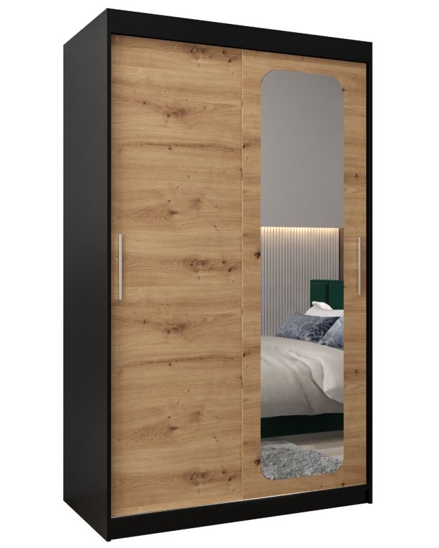 Szafa przesuwna Garderoba Abiks PROMO T2 120 czarny/artisan 1 szt.