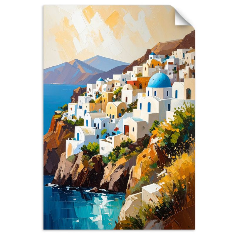 Naklejki samoprzylepne do salonu sypialni Feeby Santorini Grecja Pejzaż 60x90cm 1szt