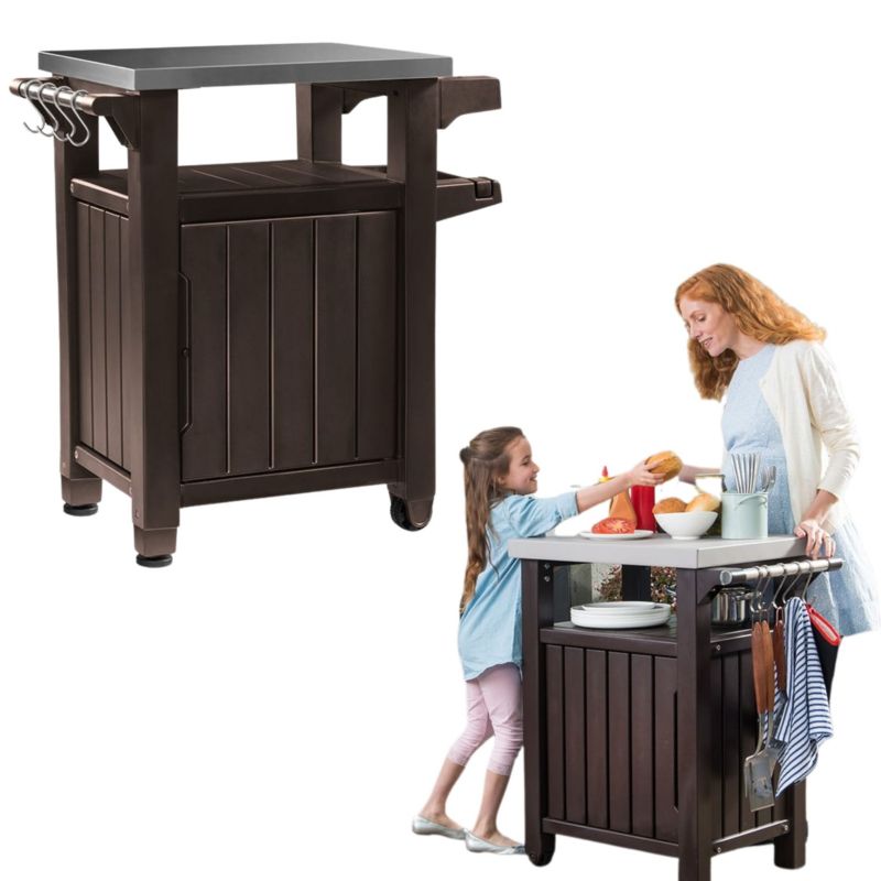 Barek ogrodowy Keter Unity mobilny z blatem stalowym 82x52x90 cm 1 szt