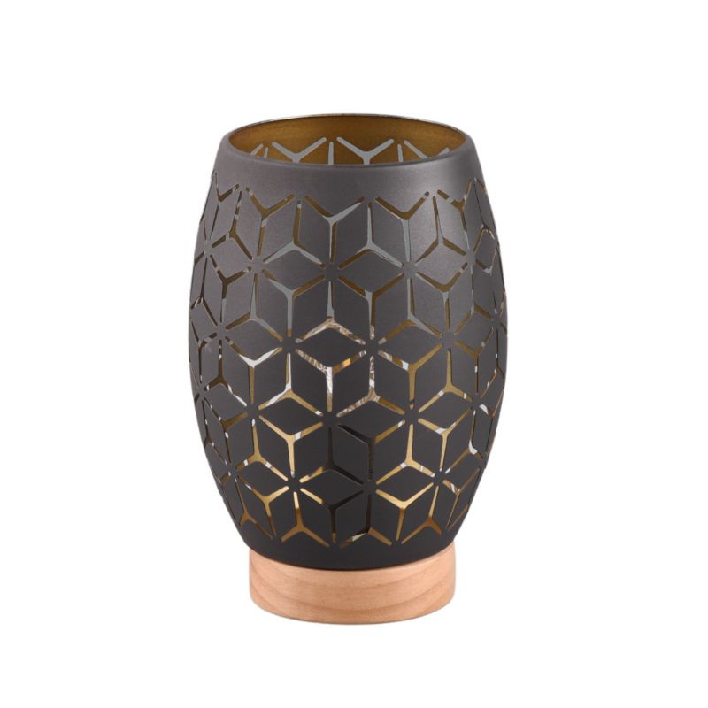 Lampa stołowa RL Bidar czarno-złota-jasne drewno drewniana 1 x E27 x 28W IP20 wym: 21 x 15 x 15 cm metal - 1 szt.