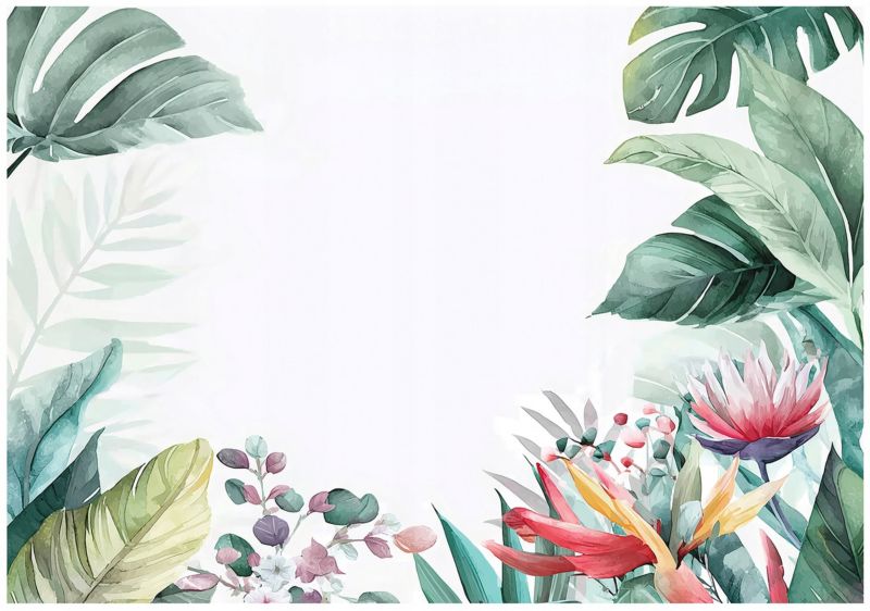 Fototapeta WALLARENA Do Sypialni Salonu Na Flizelinie Dżungla Liście Kwiaty 400x280 cm 1 szt.