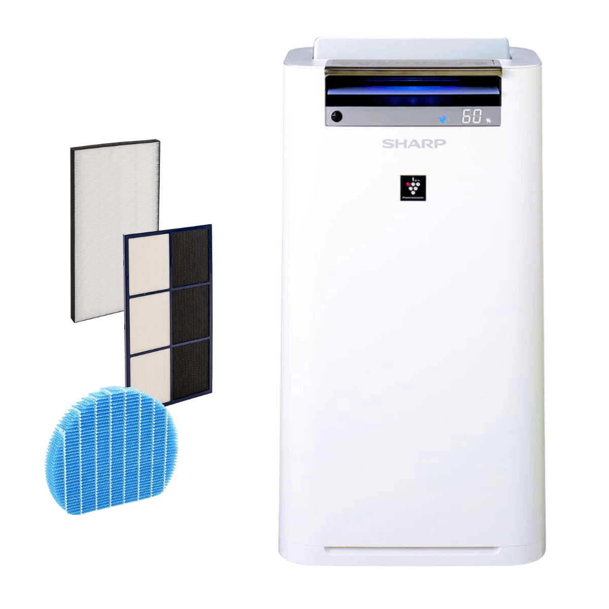 SHARP KC-G60EUW oczyszczacz powietrza z nawilżaniem. Oczyszczacz + nawilżacz + jonizator.