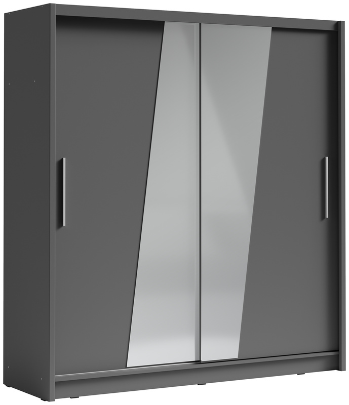 Szafa przesuwna 204 cm do sypialni z lustrem BERGIO szary grafit