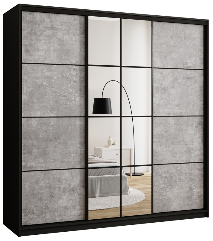 Szafa przesuwna do sypialni 200 cm z lustrem i szufladami EDGE