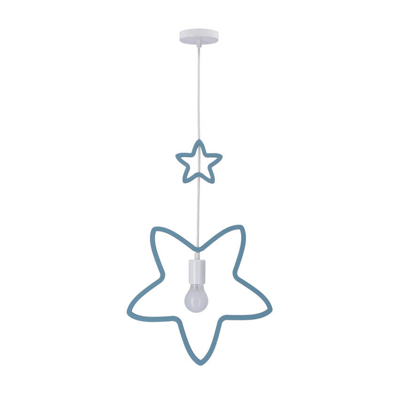 Niebieska lampa wisząca do pokoju dziecięcego Single Ss IQ Kids 1-punktowa