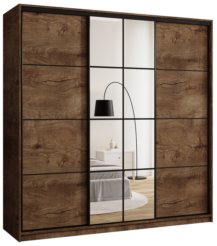 Szafa przesuwna z lustrem i półkami 200 cm do sypialni EDGE