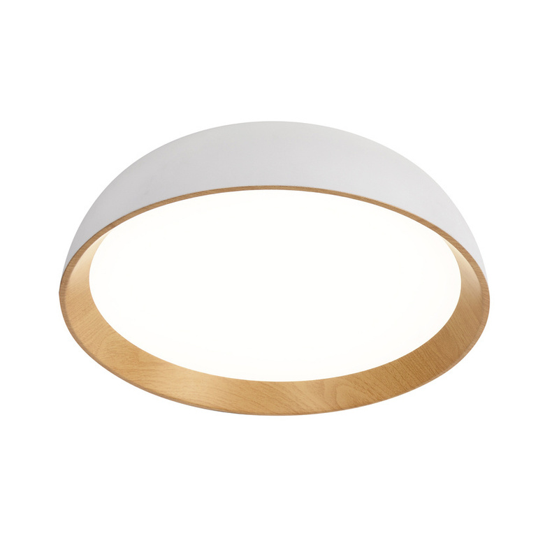 Biało-brązowa lampa sufitowa plafon do salonu CALABRIA metal drewno