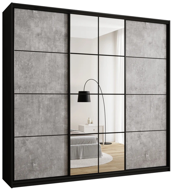 Pojemna szafa przesuwna z lustrem 250 cm EDGE MAX beton