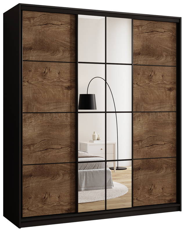 Loftowa szafa przesuwna 180 cm z lustrem do sypialni EDGE