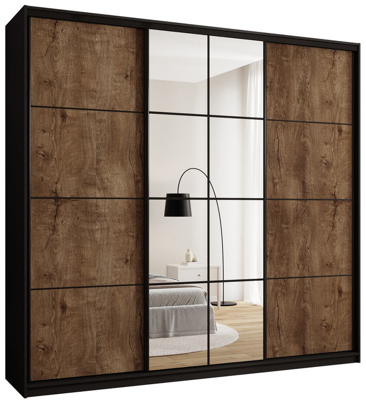 Loftowa szafa przesuwna do sypialni 250 cm z lustrem EDGE MAX