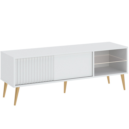 Biała szafka pod telewizor RTV 135 cm na nóżkach BELLUNO