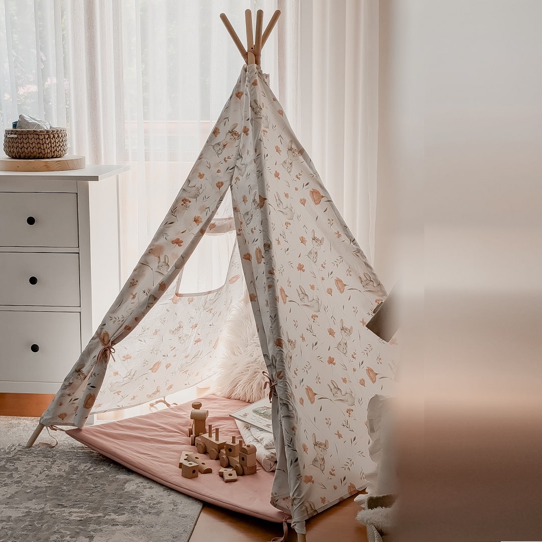 Namiot tipi Happy Mouse i mata brudny roż