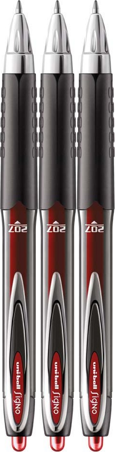 3x Długopis żelowy automatyczny Uni, Uni-ball Signo UMN-207, 0.7mm, czerwony