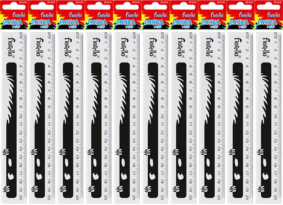10x Linijka plastikowa Fiorello GR-896E, 20cm, transparentny