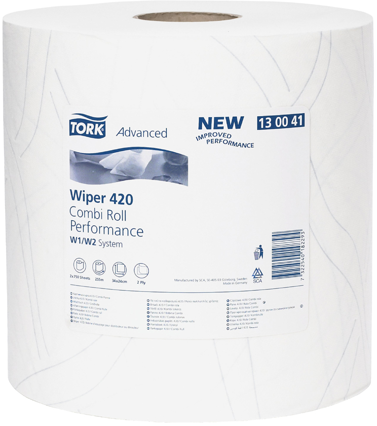 Czyściwo papierowe Tork Advanced Wiper Performance 130041, 2-warstwowe, 262mmx255m, biały