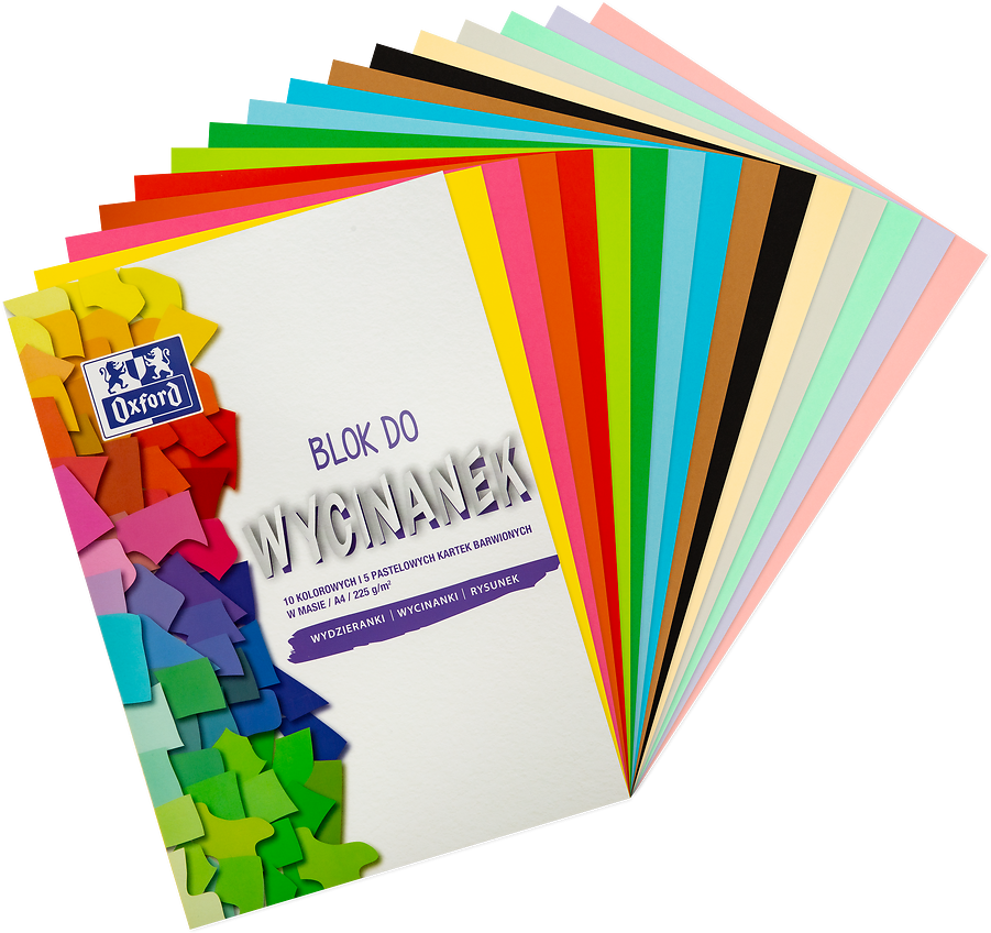 Blok do wycinanek Oxford, 15 kolorowych kartek, A4, 100g/m2