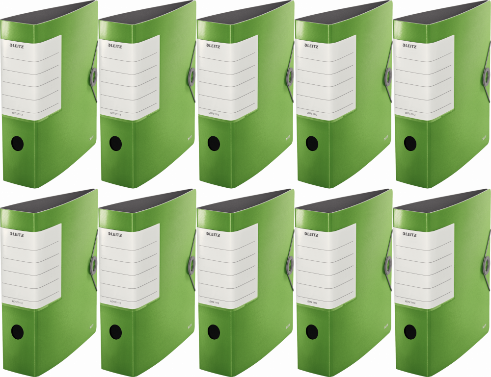 10x Segregator A4 Leitz Solid 180°, 82mm, do 500 kartek, zielony