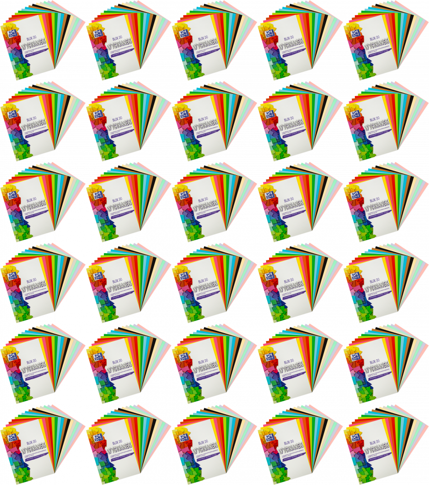 80x Blok do wycinanek Oxford, 15 kolorowych kartek, A4, 100g/m2