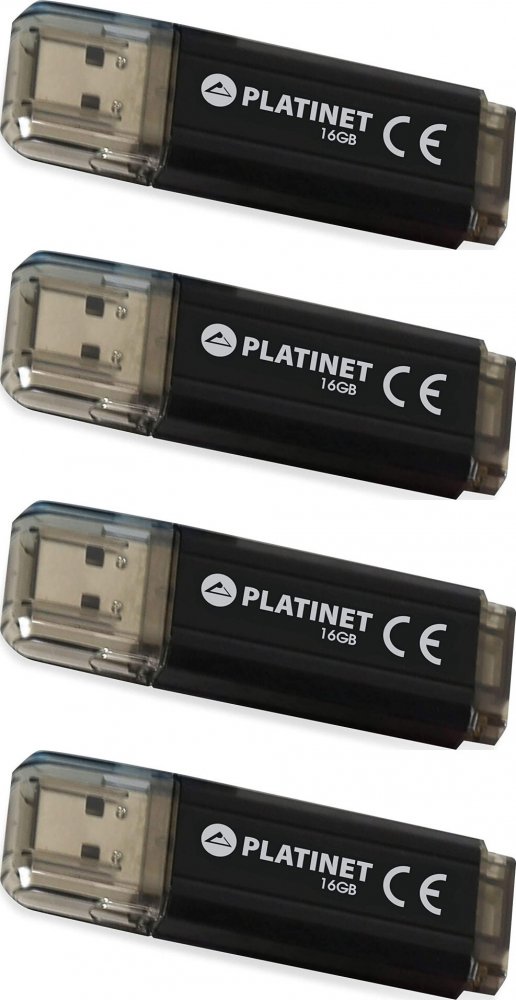 4x Pendrive aluminiowy Platinet X-Depo, 16GB, USB 2.0, czarny