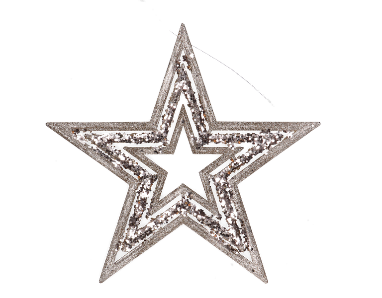 Zawieszka Gwiazda szampańska ażurowa brokatowa 29,5 cm
