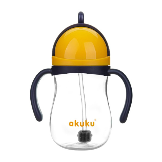 Akuku - bidon ze słomką z odważnikiem, blue/yellow a0165, 280 ml