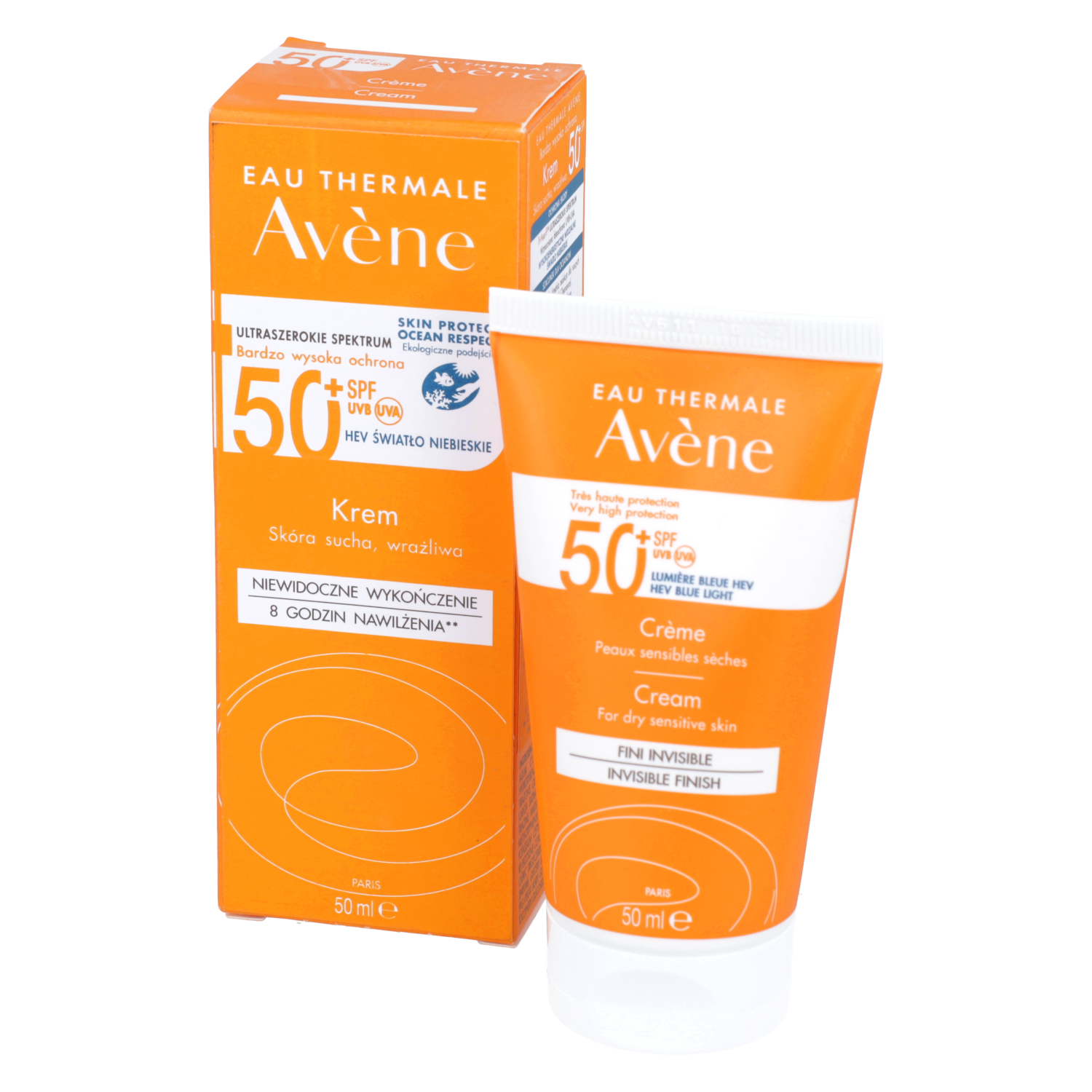 Avene sun - krem ochronny do twarzy, bezzapachowy, skóra sucha i wrażliwa, spf 50+, 50 ml