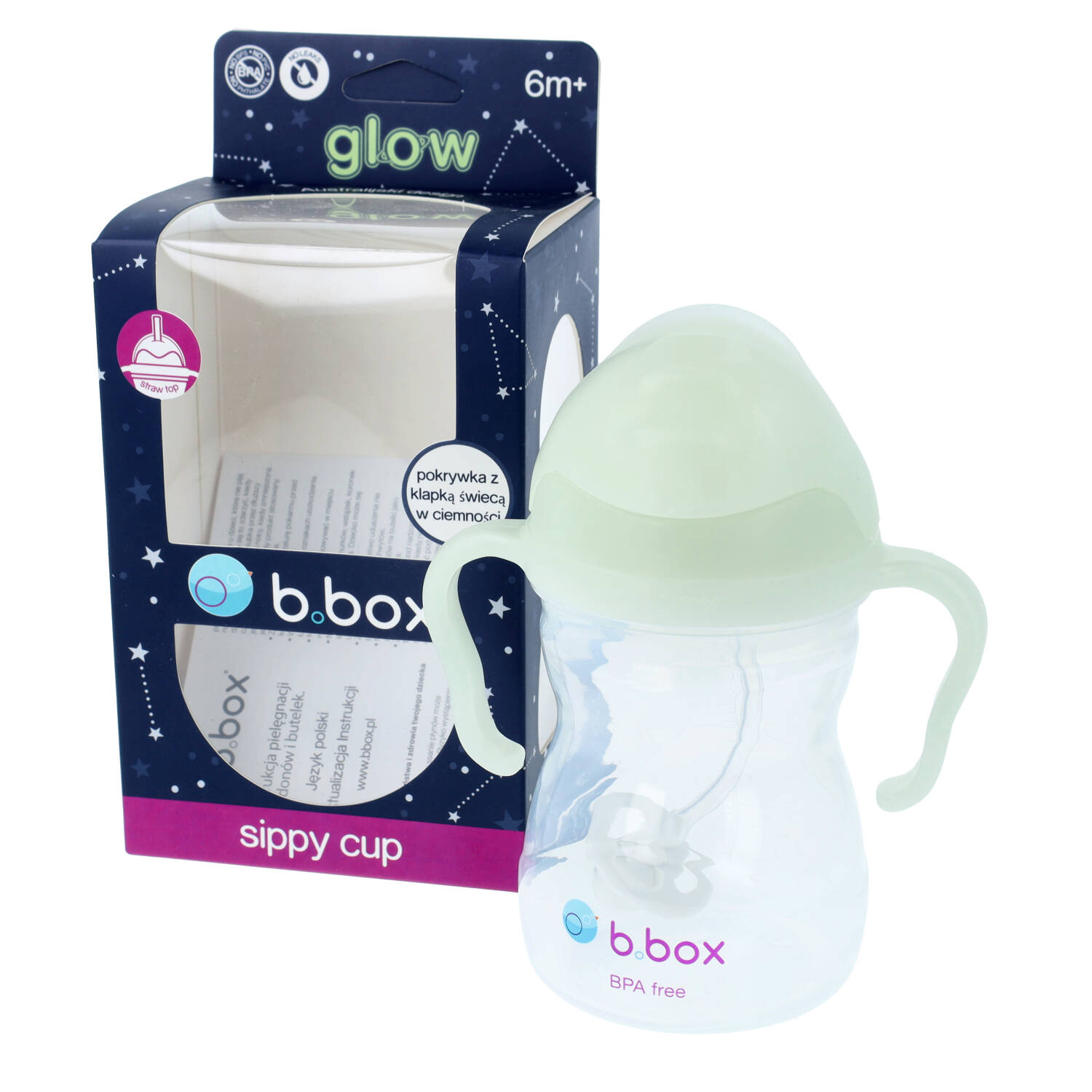 B.box - bidon ze słomką, świecący w ciemności, 240 ml