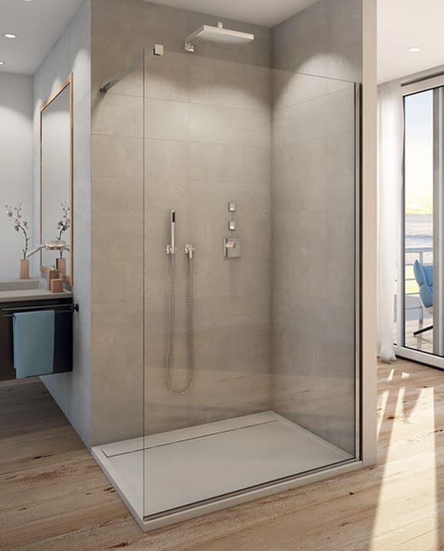 SanSwiss Easy Walk-In ścianka prysznicowa 120 cm wolnostojąca srebrny połysk/szkło przezroczyste STR4P1205007