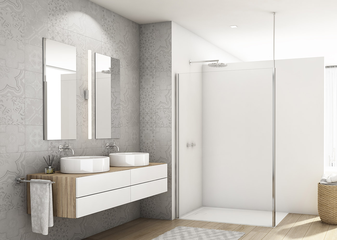 SanSwiss Divera Walk-in ścianka prysznicowa 70 cm srebrny błyszczący/szkło przezroczyste D22WI1V0705007