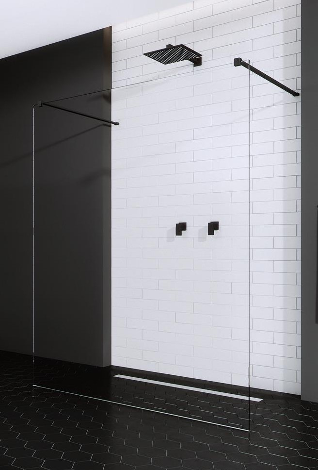 Radaway Modo New Black I Walk-In ścianka prysznicowa 130 cm czarny mat/szkło przezroczyste 388134-54-01
