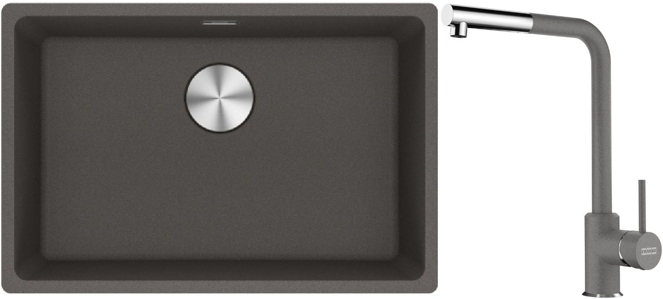 Franke Maris zlewozmywak granitowy 65,3x43,3 cm łupkowy szary z baterią kuchenną Sirius Side chrom (1250716376, 1150668280)