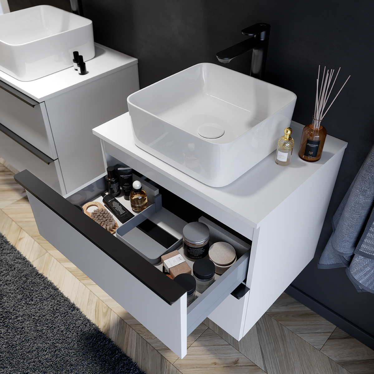 Cersanit Virgo szafka 80 cm podumywalkowa wisząca z blatem biała S522-026