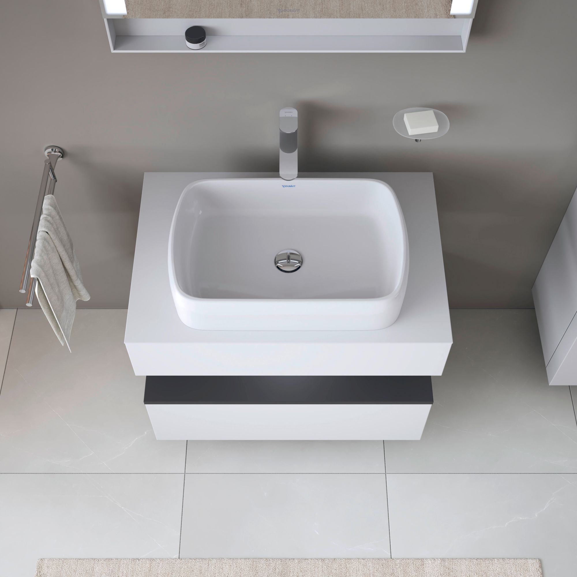Duravit Qatego szafka 80 cm podumywalkowa wisząca biały mat/grafit QA4730049180010