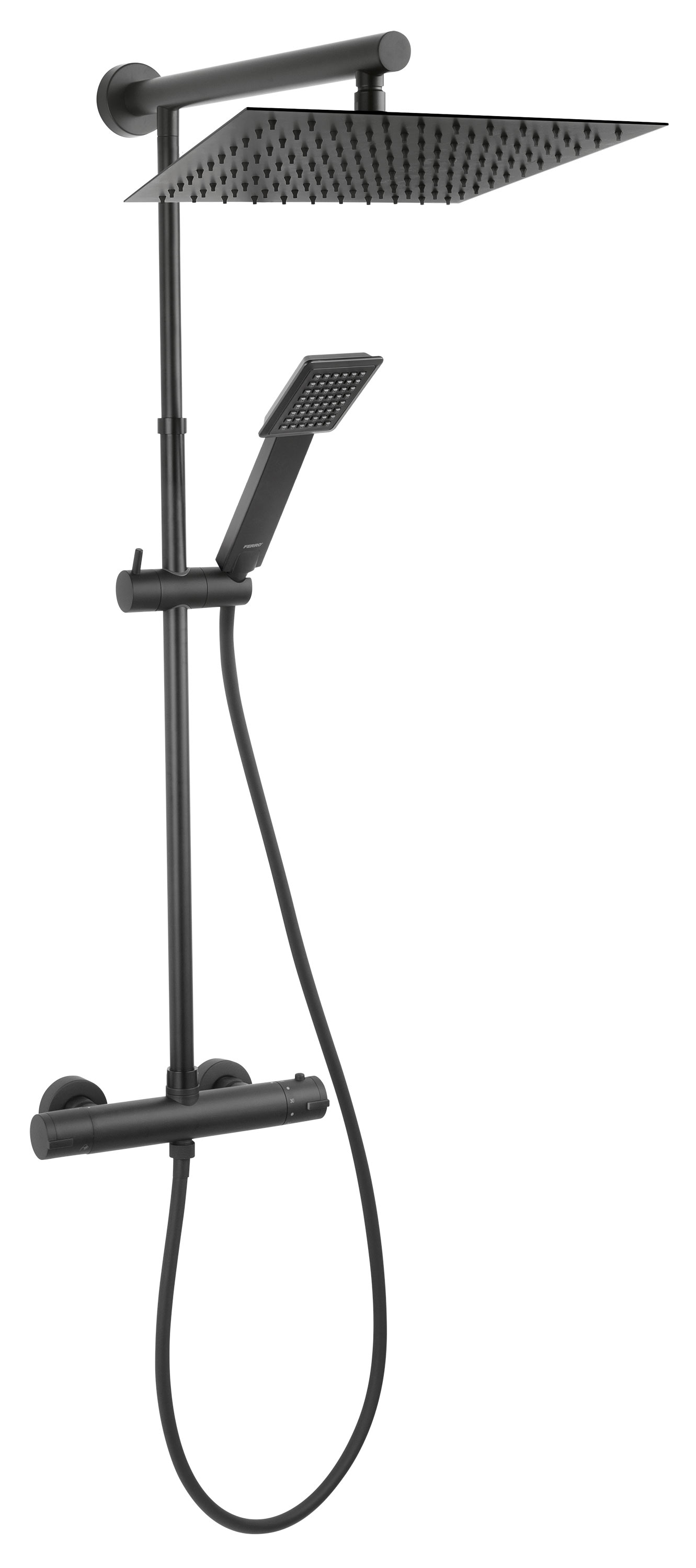 Ferro Trevi Square Black zestaw prysznicowy termostatyczny z deszczownicą czarny mat NP75SQ-TRV7U-BL - Wysyłka w 24h