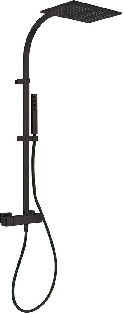 Tres Exclusive zestaw prysznicowy ścienny z deszczownicą czarny mat 202.191.01.NM