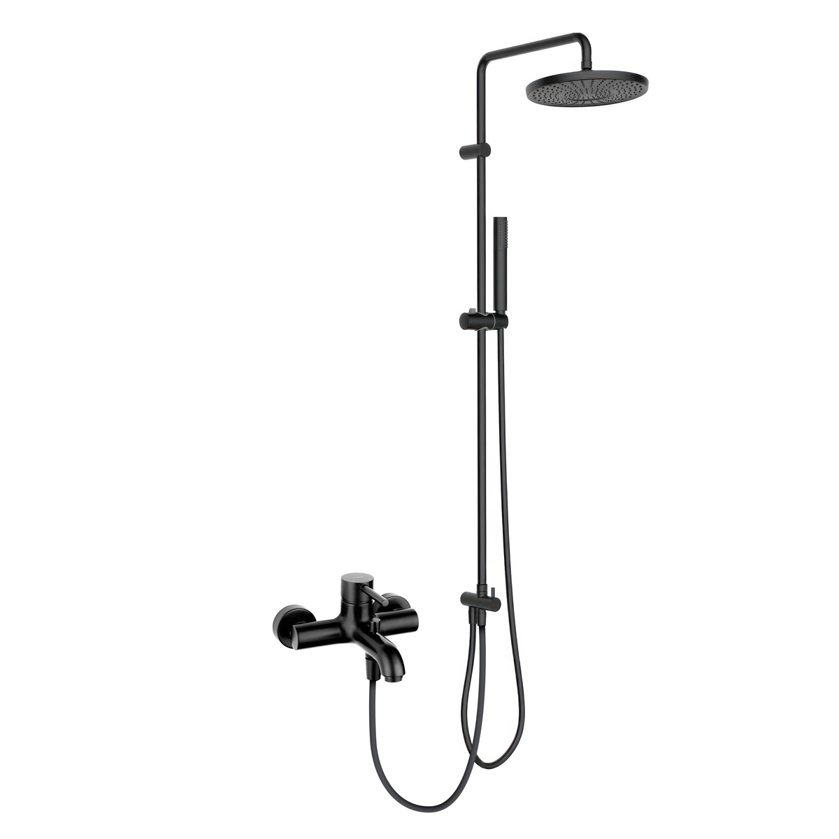 Oltens Molle zestaw prysznicowy z baterią wannowo-prysznicową ścienną czarny mat 36046300 - Wysyłka w 24h