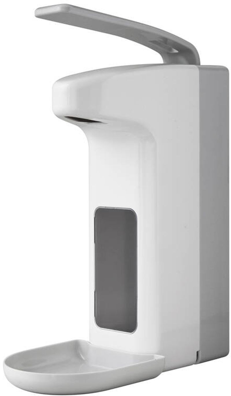 Faneco Med dozownik do środków dezynfekcyjnych i mydła w płynie łokciowy 1000 ml ścienny biały/szary MED1000