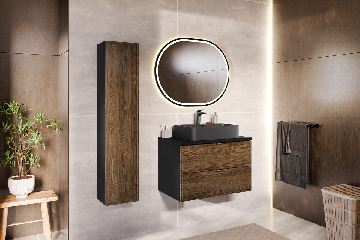 Comad Talia Casella szafka 30x25,5x140 cm boczna wisząca czarna-dąb TALIA CASELLA 80-30-1D