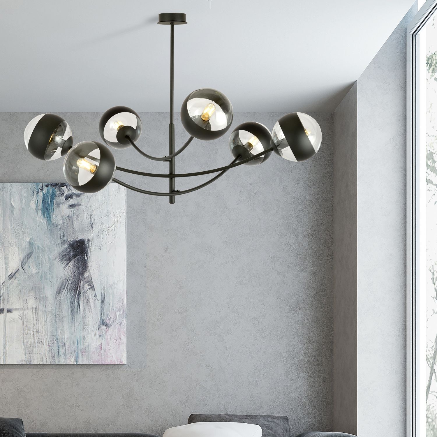 Emibig Hunter Stripe lampa podsufitowa 6x10 W czarna-przezroczysta 1101/6